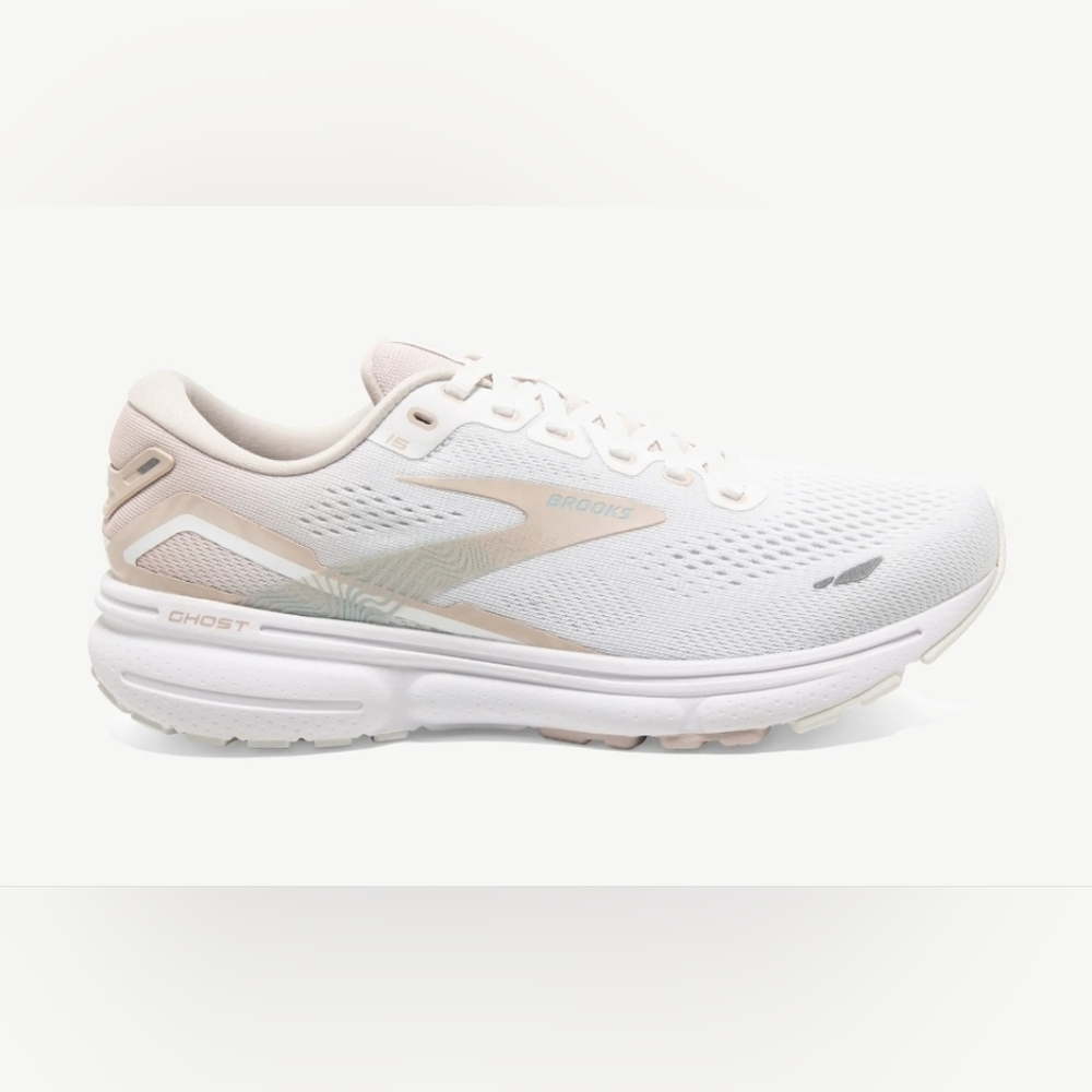 Brooks Women’s Ghost 15 Running Shoes – White/Crystal Grey/Glass - Sz 8.5